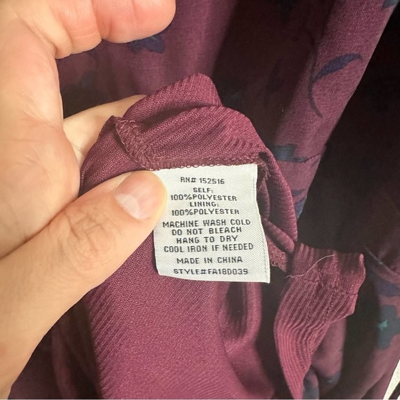 Molly and Isadora Long Sleeve Floral Print Dress Plum Blue 20w - Picture 6 of 12